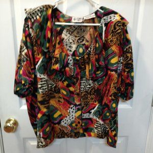 Multi Color Ruffle Collar Blouse Size 20W